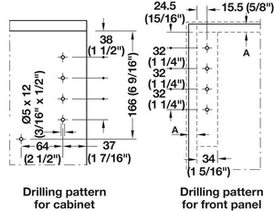 Häfele 372.91.330 Swing-Up Fitting, Free Flap 3.15, Set, For large, one-piece flaps made of wood or with aluminum frame, Model D, gray cover caps