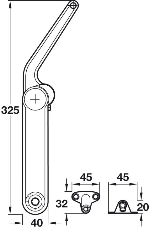 Häfele 373.69.312 Swing-Up Fitting, Maxi, Complete Set, For wooden or glass flaps or flaps with aluminum frame, Model D, nickel