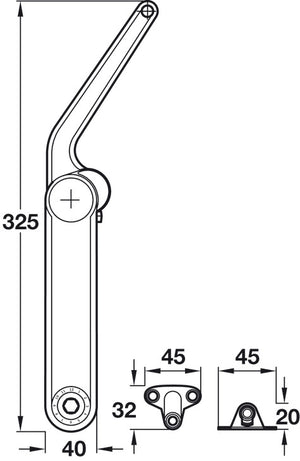 Häfele 373.69.312 Swing-Up Fitting, Maxi, Complete Set, For wooden or glass flaps or flaps with aluminum frame, Model D, nickel
