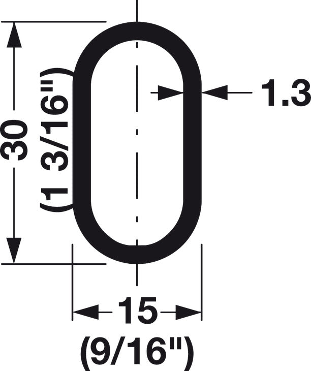 Häfele 810.30.390 TAG - Closet Rod with Supports, Oval, powder-coated, matte aluminum, 29 3/4" length