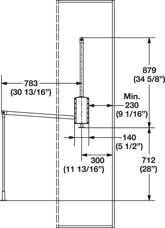 Häfele 805.31.723 Pull Down Closet Rod, 33 lbs. Weight Capacity, For inside closet width: 890 - 1210 mm (35 1/16" - 47 5/8"), White