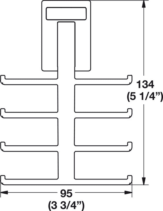 Häfele 807.69.000 TAG - Tie Hook, Synergy Elite Collection, Holds 8 ties, Matte aluminum
