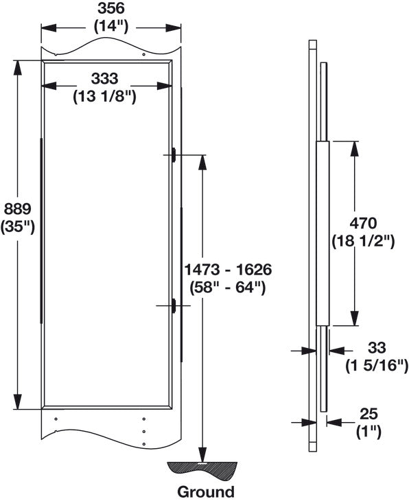 Häfele 805.73.021 TAG - Full Rotation Mirror, Synergy Elite, 35" height, Matte aluminum