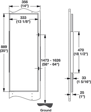 Häfele 805.73.321 TAG - Full Rotation Mirror, Synergy Elite, 35" height, slate