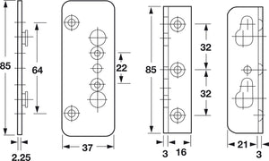 Häfele 271.09.910 TOMMO - Bed Fitting, Height: 85 mm