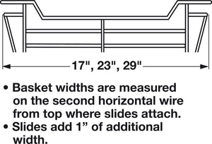 Häfele 547.40.332 Wire Closet Basket, with Full Extension Slides, Black, 14" x 23" x 6", with black 14" slides