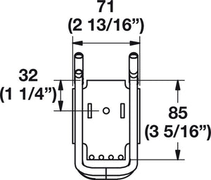 Häfele 792.02.070 TAG - 14" Utility Hook, Omni Track®, For horizontal storage for multiple, long handled garden tools and bikes, beach chairs and coolers