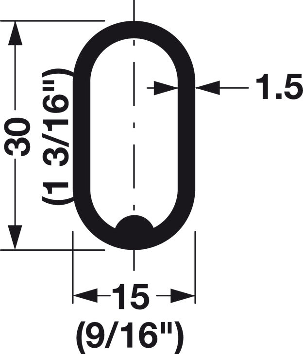 Häfele 801.13.309 Welded Steel Oval Closet Rod, Steel, Thickness: 1.0 mm, 92" length, black