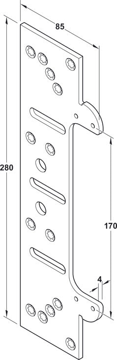 Häfele 924.17.198 Mounting Plate, for Simonswerk TECTUS TE 240/340/526/540/640 3D FZ concealed mortice hinge, TE 340 3D FZ/1