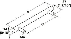 Häfele 117.05.650 Bar Pull, Ø (9/16") 14 mm, Veranda, Stainless Steel Grade 304, 480 mm (18 7/8") CTC