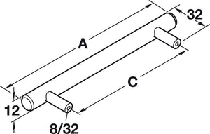 Häfele 155.01.669 Bar Pull, Cosmopolitan, Steel, Matte black, 101 mm (4") CTC, M4 thread