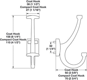 Häfele 807.69.231 TAG - Wall Mounted Hook, Synergy Elite, Double Prong, (1 1/16 x 2 3/4") Polished chrome