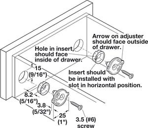 Häfele 039.60.709 Front Panel Adjustment Fitting, 2-piece, plastic, white