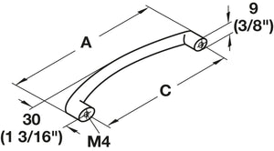 Häfele 109.60.602 Bow Pull, Zinc, Matte nickel, Zinc, 96 mm (3 3/4") CTC