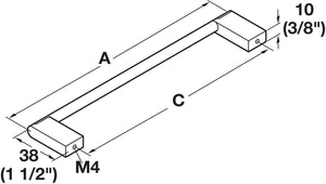 Häfele 115.70.009 Pull, Ø (3/8") 10 mm, Stainless Steel & Zinc, 1152 mm (45 3/8") CTC