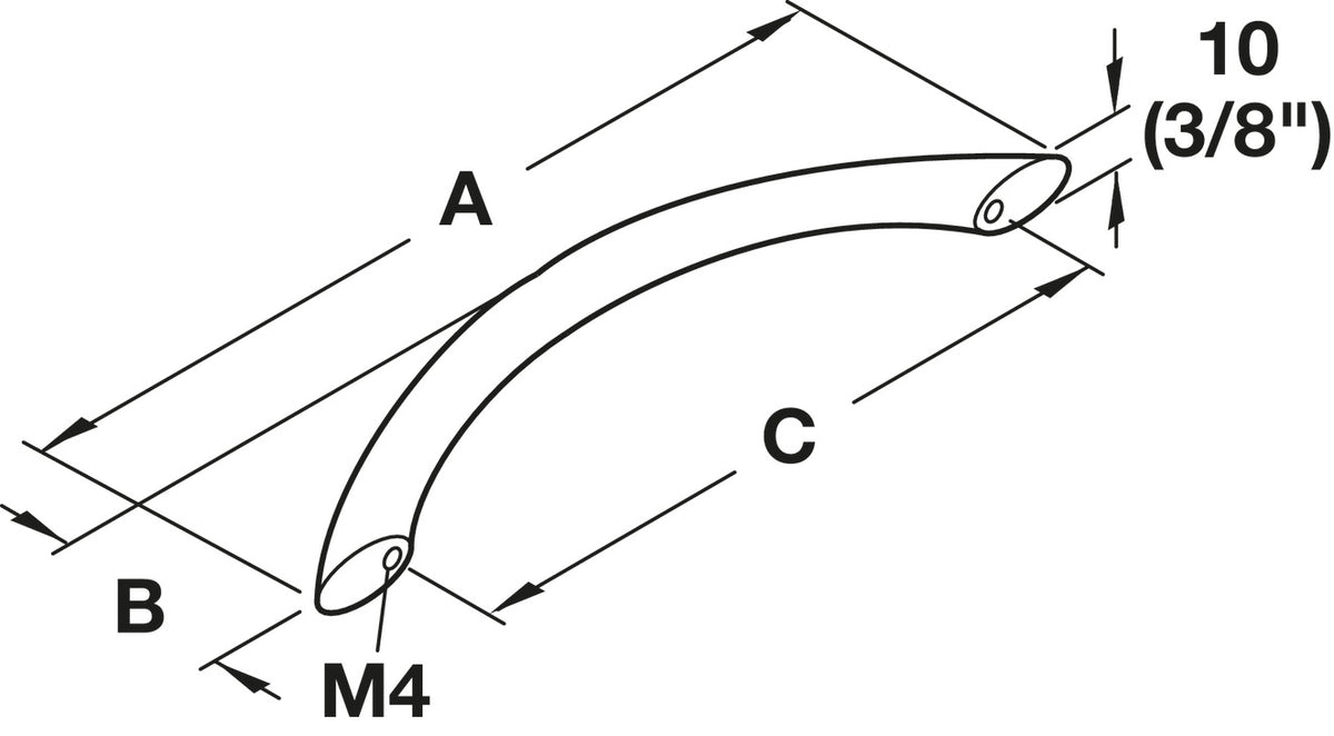 Häfele 155.99.023 Bow Pull, Crescent, Steel, Polished chorme, 128 mm (5 1/16") CTC, M4 thread