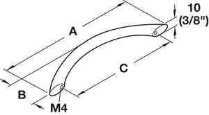 Häfele 155.99.023 Bow Pull, Crescent, Steel, Polished chorme, 128 mm (5 1/16") CTC, M4 thread