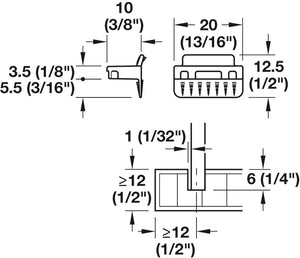 Häfele 260.09.560 Rear Panel Connector, Ixconnect RPC G 13/20, gray plastic, For wood thickness: From 12 mm (1/2")