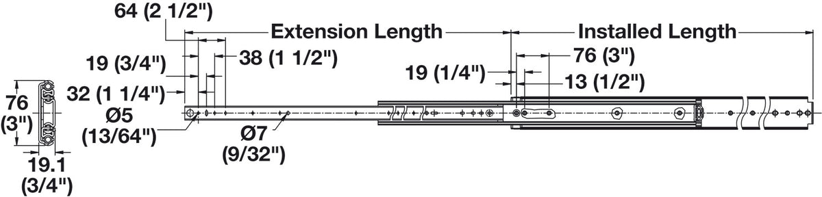 Häfele 422.10.620 Accuride - Heavy Duty Non-Disconnect Mounted Slide, C9301E , Full Extension; 600 lbs Weight Capacity, 10"