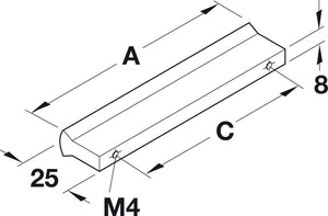 Häfele 103.89.903 Pull, Metropolitan, Matte Aluminum, 128 mm (5 1/16") CTC