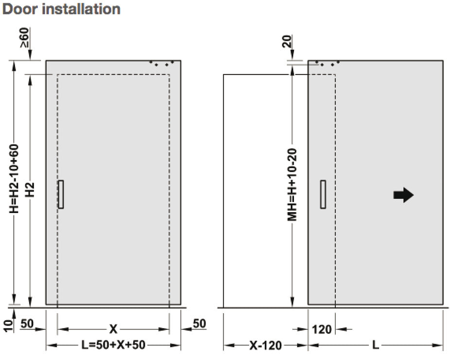 Häfele 940.59.009 Sliding Door Hardware, Slido D-Line43 80M, set with running track for 1 door leaf, for 1-leaf wooden sliding doors, wall installation, concealed running system, for door weights up to 80 kg (176 lbs.), Length: 1,800 mm (70 7/8")
