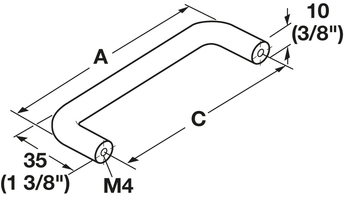 Häfele 115.61.604 Wire Pull, Matte, Stainless Steel, 192 mm (7 9/16") CTC