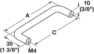 Häfele 115.61.604 Wire Pull, Matte, Stainless Steel, 192 mm (7 9/16") CTC