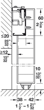 Häfele 940.59.803 Bottom track, for soft floors, Slido Design 80-M, Length: 3,600 mm (141 3/4"), silver colored anodized