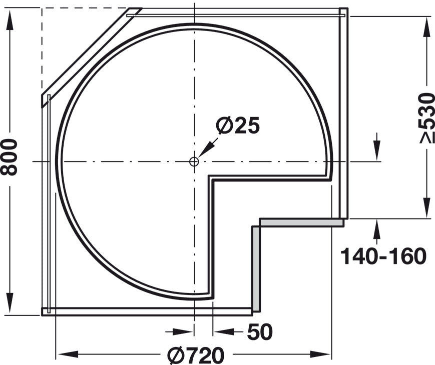 Häfele 542.94.701 Lazy Susan Set, Kidney Shaped, Plastic, Two-Tray, Ø18", white, 1 set