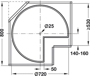 Häfele 542.94.701 Lazy Susan Set, Kidney Shaped, Plastic, Two-Tray, Ø18", white, 1 set