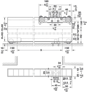 Häfele 940.59.813 Bottom track, for soft floors, Slido Design 80-M, Length: 3,600 mm (141 3/4"), black anodized