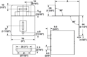 Häfele 260.25.060 Toe Kick Bracket, for ADA Cabinet Applications, black, 3" depth, packing: 25 sets