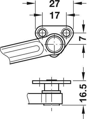 Häfele 373.69.312 Swing-Up Fitting, Maxi, Complete Set, For wooden or glass flaps or flaps with aluminum frame, Model D, nickel