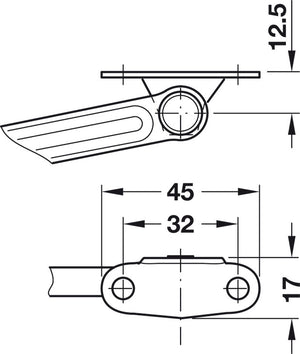 Häfele 373.69.901 Swing-Up Individual Fitting, Maxi, For doors made of wood or with aluminum frame, Model C