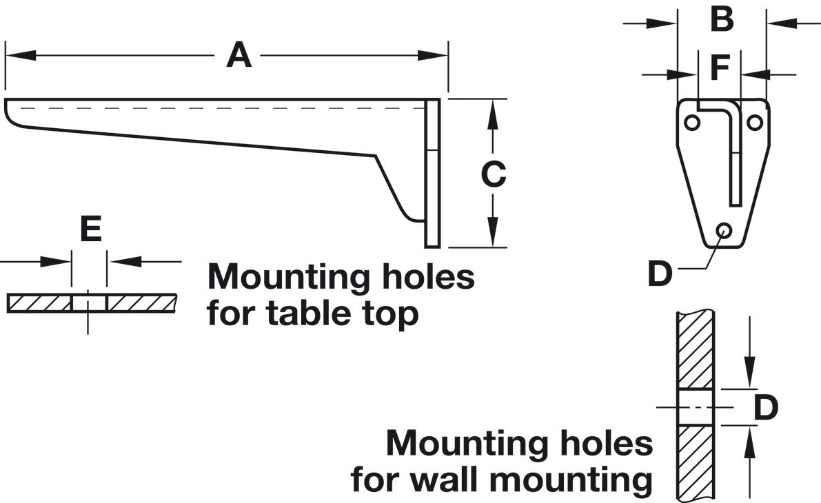Häfele 287.45.459 Work Surface Brackets, Hebgo, Steel, Dimensions (AxBxC): 380 x 80 x 180 mm, 500 kg; gray