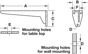 Häfele 287.45.459 Work Surface Brackets, Hebgo, Steel, Dimensions (AxBxC): 380 x 80 x 180 mm, 500 kg; gray