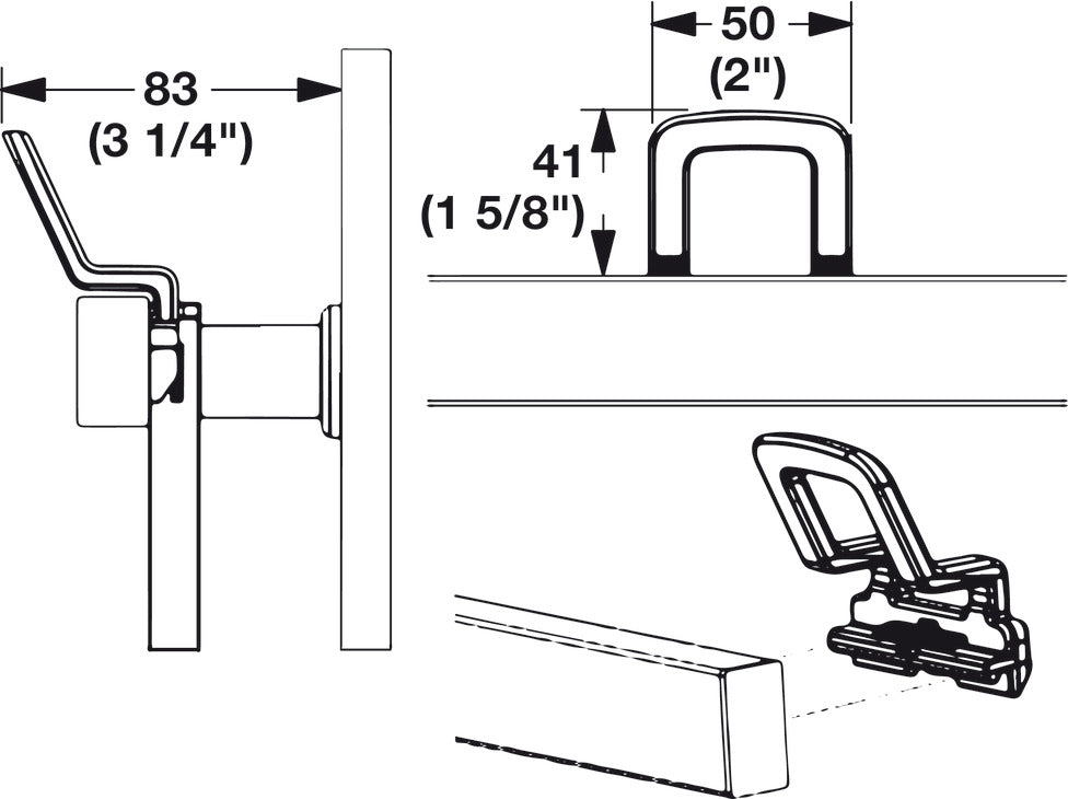 Häfele 807.72.030 TAG - Coat Hook, Symphony Wall Mount System, matte aluminum