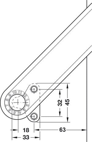 Häfele 372.39.000 Cover Cap, Free Flap H 1.5, For weight bearing capacity adjustment facility, Mounting: Right
