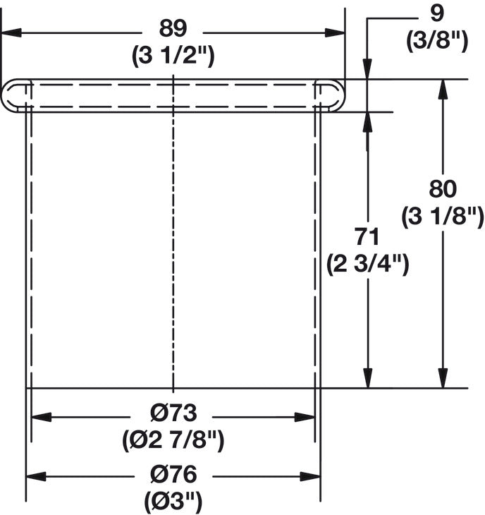 Häfele 520.99.220 Utility Grommet, Ø38 mm x 145 mm crimped bottom