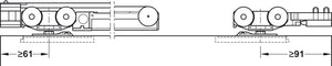 Häfele 940.83.014 Sliding Door Hardware, Slido D-Line11 50C/80C/120C, set without running track, for 1-leaf and 4-leaf wooden and sliding frame doors, ceiling installation and wall mounting, door height adjustable, Without soft and self closing mechanism,