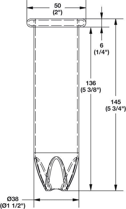 Häfele 520.99.220 Utility Grommet, Ø38 mm x 145 mm crimped bottom