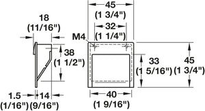 Häfele 155.01.951 Mortise Pull, Atelier, Zinc, Brushed nickel, 32 mm (1 1/4") CTC