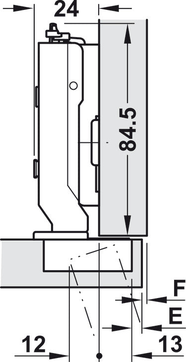 Häfele 348.31.730 Grass - Concealed Hinge, Tiomos, 110º Opening Angle, Full Plus Overlay Mounting, for large door overlay up to 24 mm, Soft-close, Impresso, model F017139414228