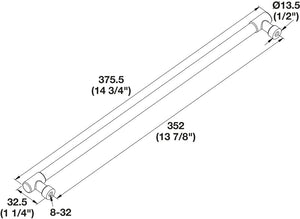 Häfele 111.95.352 TAG - Bar Pull, Zinc, Matt gold, 352 mm (13 7/8") CTC