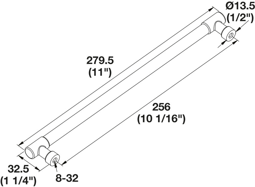 Häfele 111.95.330 TAG - Bar Pull, Zinc, Polished chrome, 128 mm (5 1/16") CTC