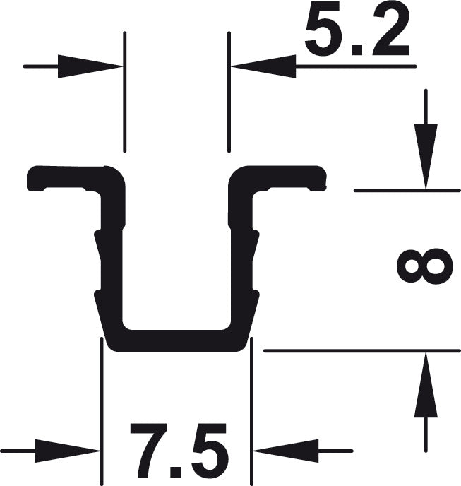 Häfele 402.27.605 Running and Guide Track, Slido F-Line19 20A, Aluminum, 16' 4 7/8" (5 m)