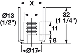 Häfele 637.95.314 Threaded U-Bracket, for 3/4" Material, With M10 thread