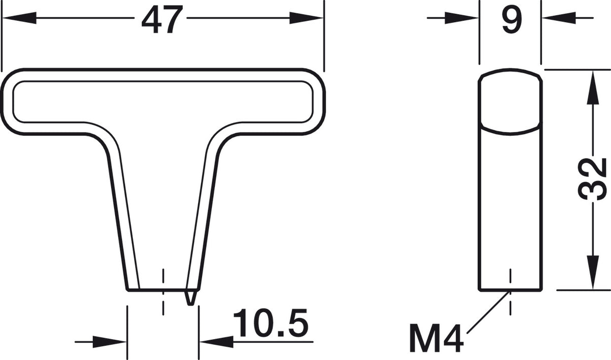 Häfele 106.70.470 T- Knob, Svelte, Zinc, matte black
