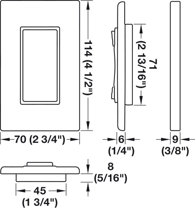 Häfele 850.00.943 Single Rocker Kinetic Wall Switch, Bluetooth® Battery-Free Wireless, Connect Mesh, For Use with Häfele Press and Pair and Connect Mesh Distributors, Almond