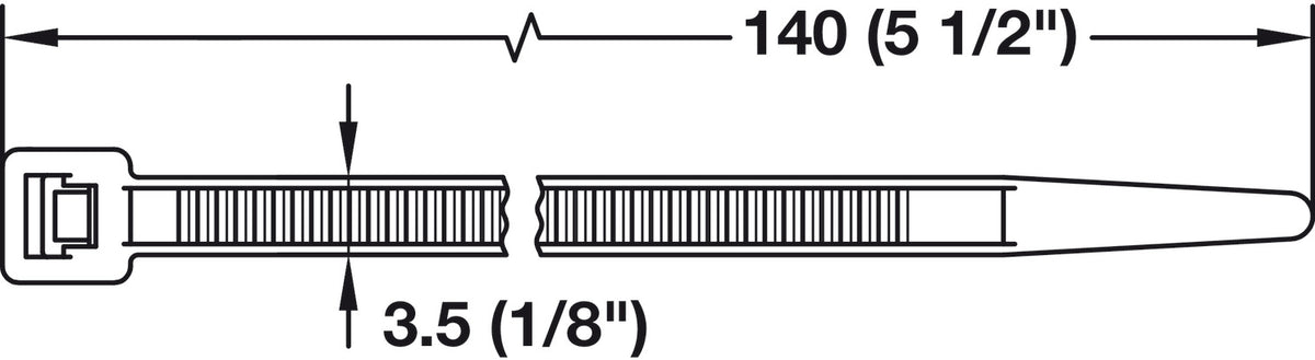 Häfele 631.18.304 Zip Ties, Nylon, 5 1/2", White
